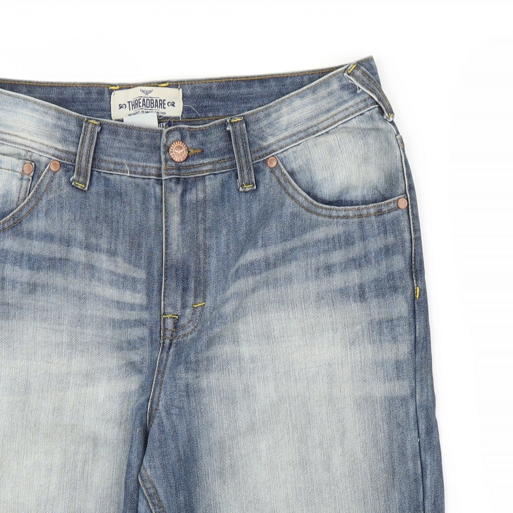 Threadbare Mens Blue  Denim Cropped Jeans Size 34 in  - Shorts