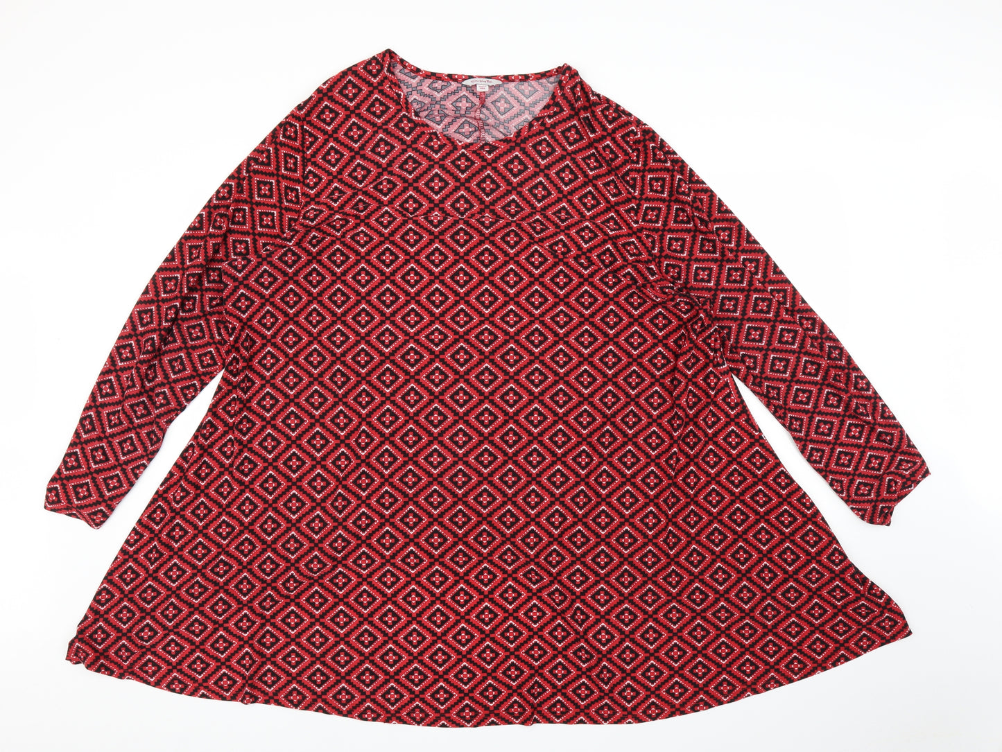Simply Be Womens Red Geometric  Tunic Blouse Size 24
