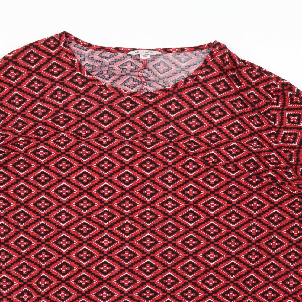 Simply Be Womens Red Geometric  Tunic Blouse Size 24