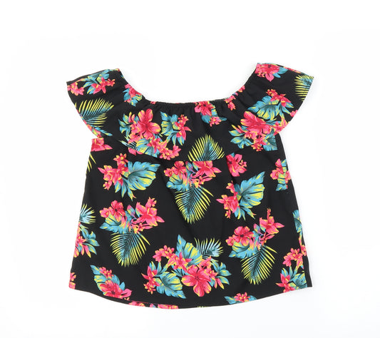Front view of Primark girls’ black floral basic blouse, size 11-12, years