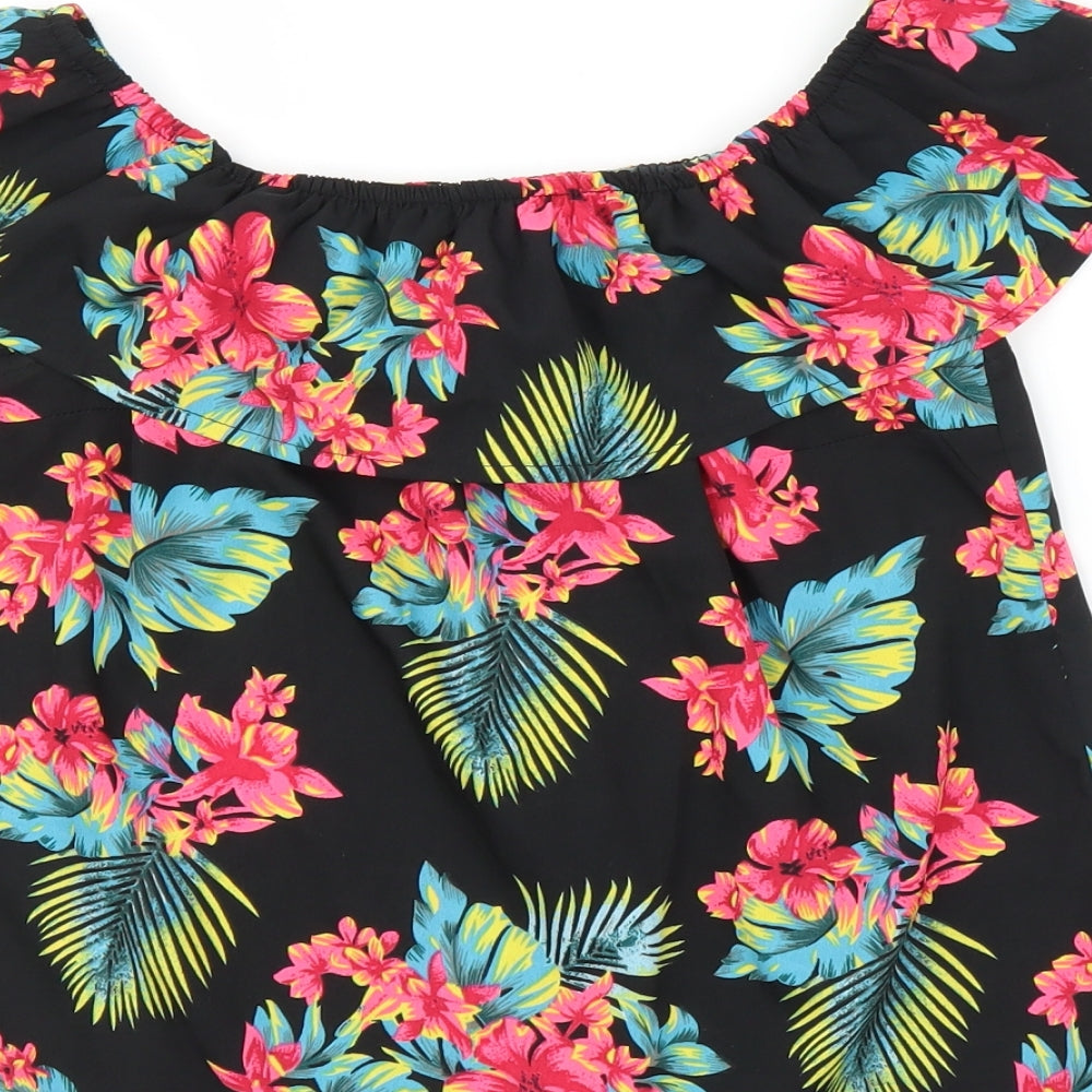 Primark Girls Black Floral  Basic Blouse Size 11-12 Years