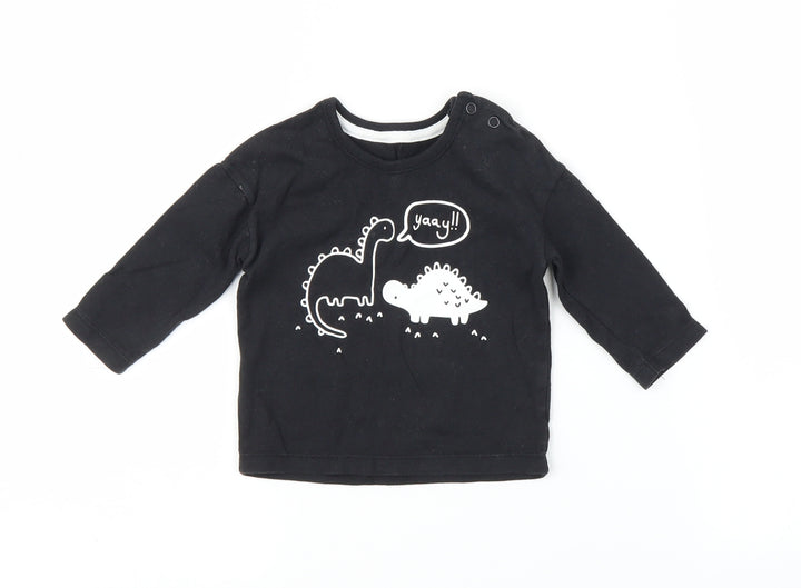 George Boys Black Basic T-Shirt Size 3-6 Months - Dinosaur