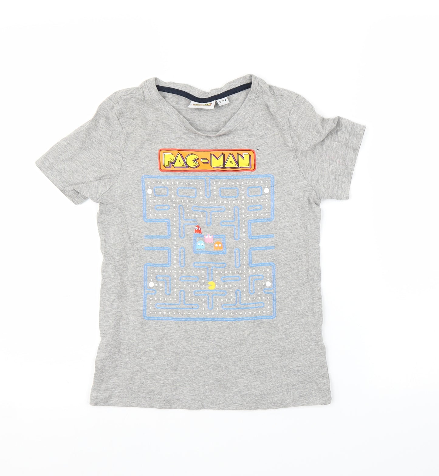 PacMan Boys Grey   Basic T-Shirt Size 7-8 Years  - PacMan
