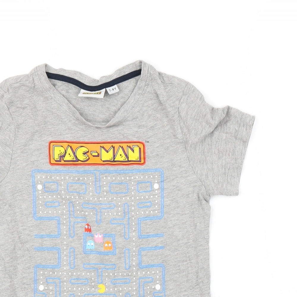 PacMan Boys Grey   Basic T-Shirt Size 7-8 Years  - PacMan