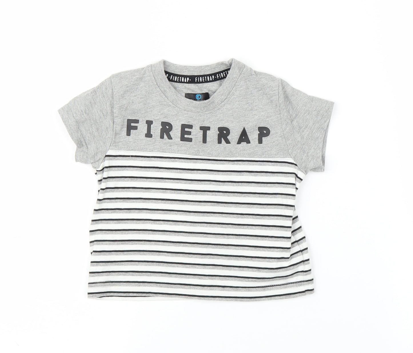 Firetrap Boys Grey Striped  Basic T-Shirt Size 0-3 Months