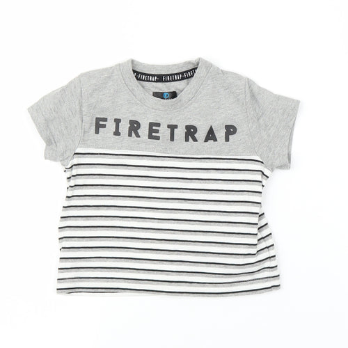 Firetrap Boys Grey Striped  Basic T-Shirt Size 0-3 Months