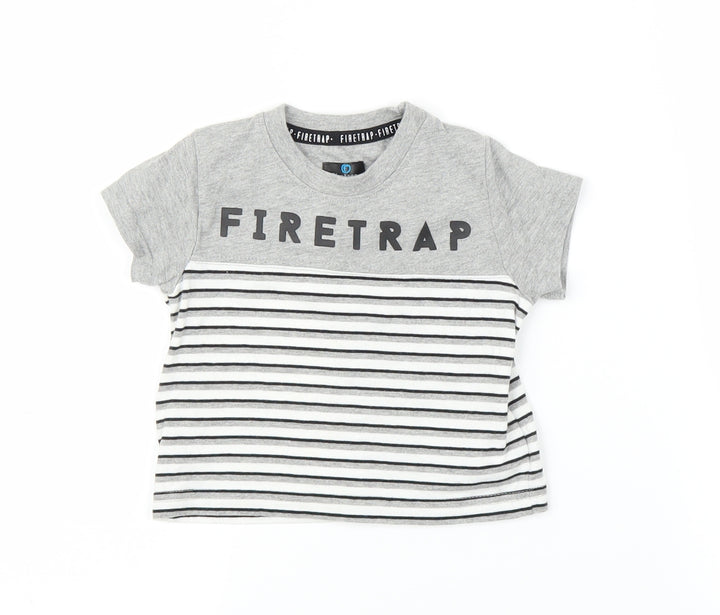 Firetrap Boys Grey Striped  Basic T-Shirt Size 0-3 Months