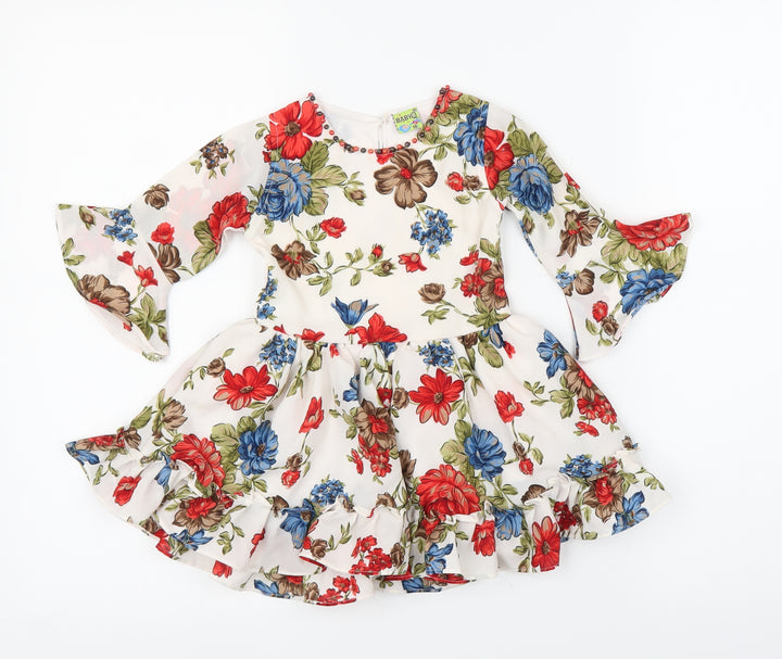 Baby Girls White Floral  A-Line  Size 18 Months