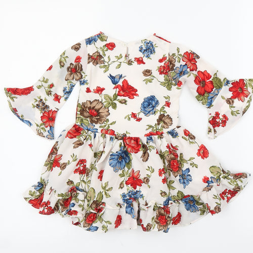 Baby Girls White Floral  A-Line  Size 18 Months