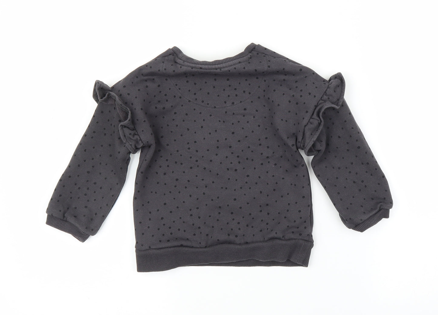 F&F Girls Grey Spotted  Pullover Jumper Size 2-3 Years