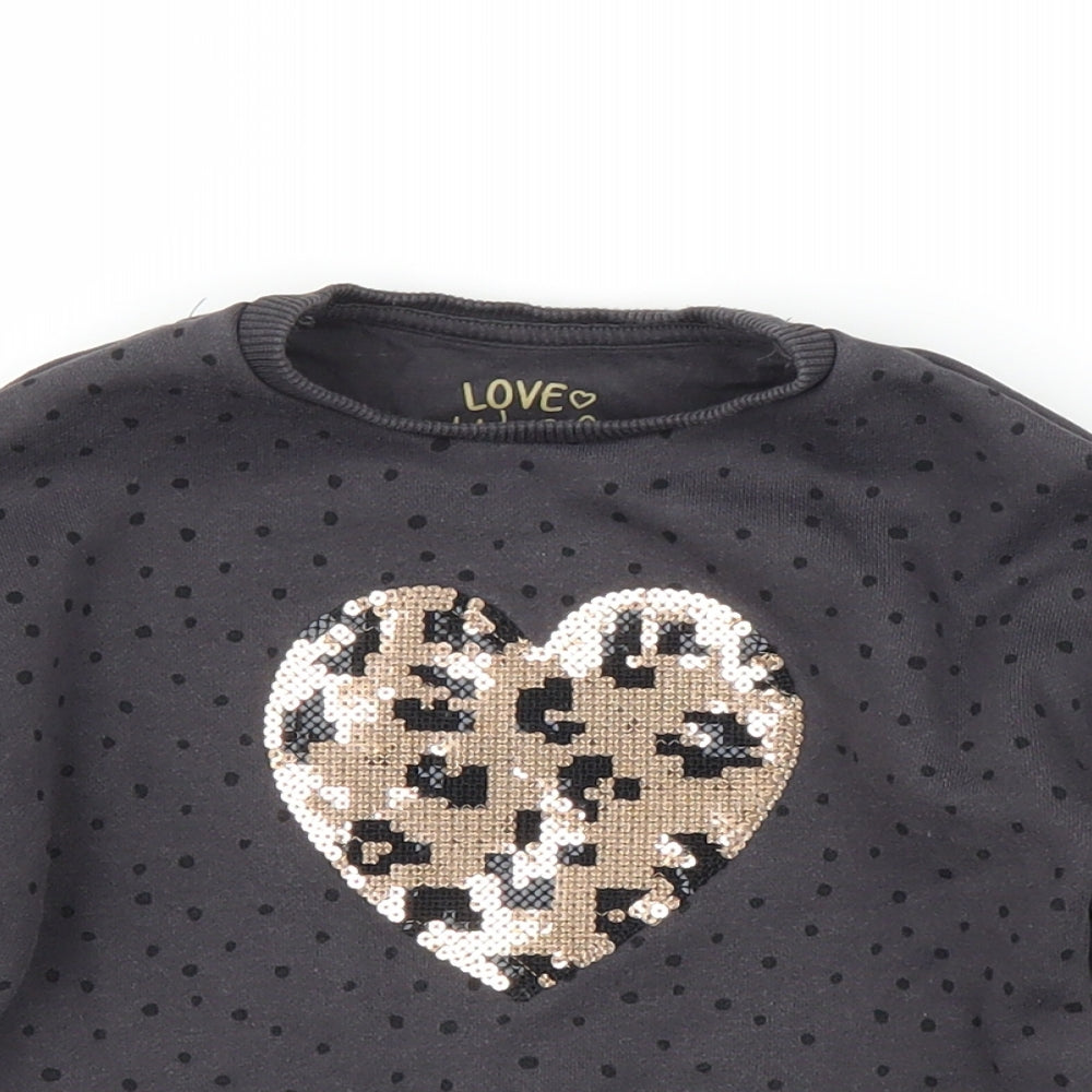 F&F Girls Grey Spotted  Pullover Jumper Size 2-3 Years