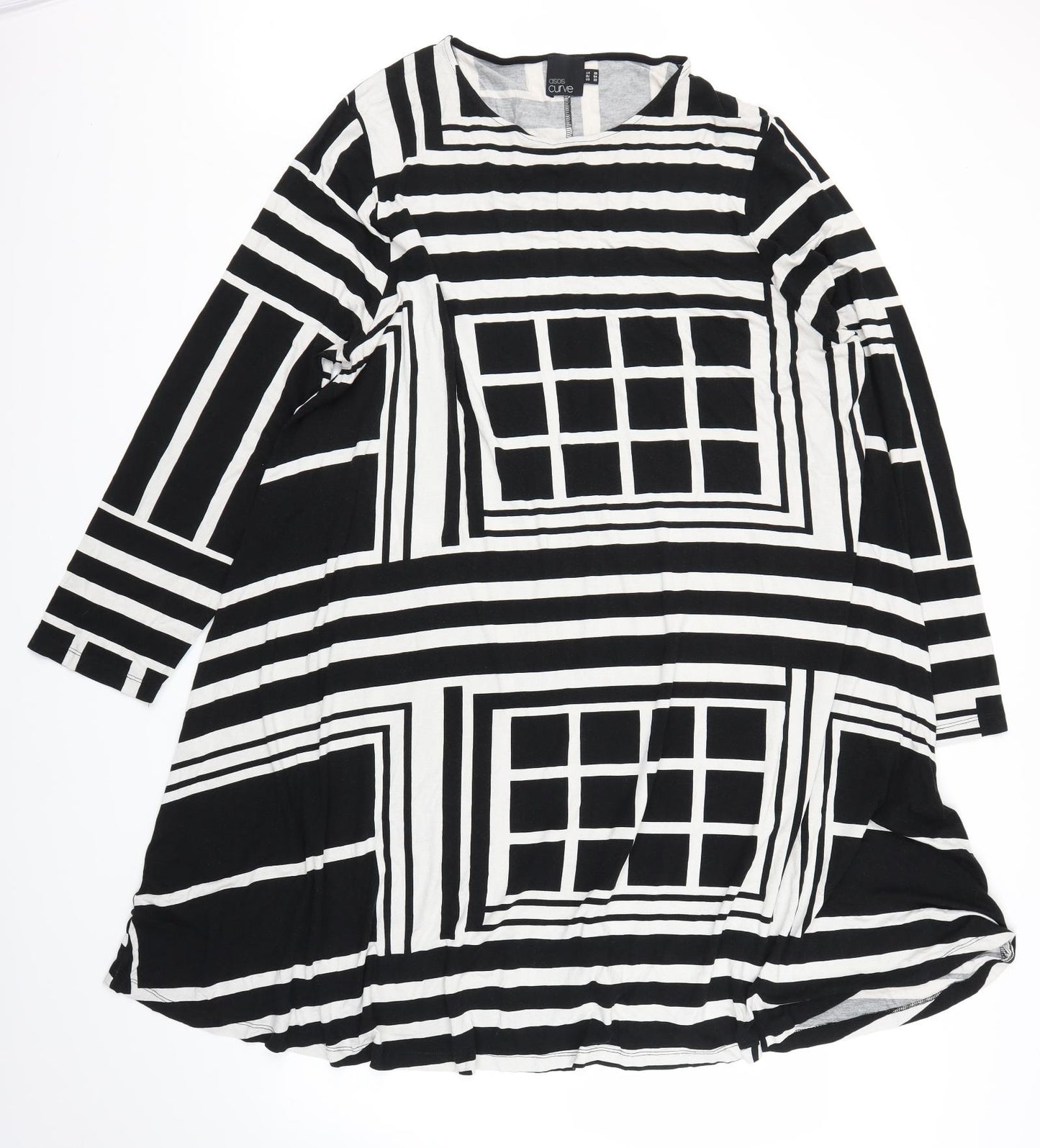 ASOS Womens Black Geometric  Tunic T-Shirt Size 26  - Curve