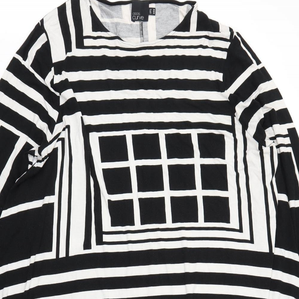 ASOS Womens Black Geometric  Tunic T-Shirt Size 26  - Curve