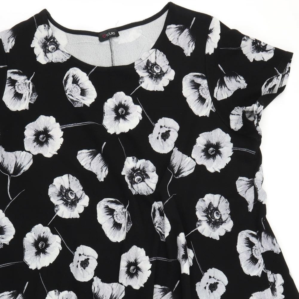 Yours Womens Black Floral  A-Line  Size 26