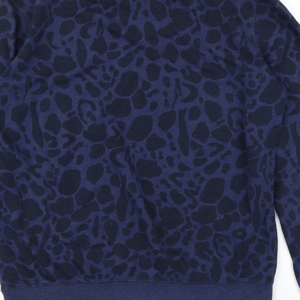 H&M Womens Blue Animal Print  Pullover Jumper Size L  - Leopard print