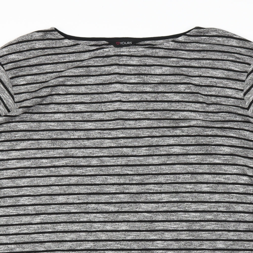 Yours Womens Grey Striped  Tunic Blouse Size 26