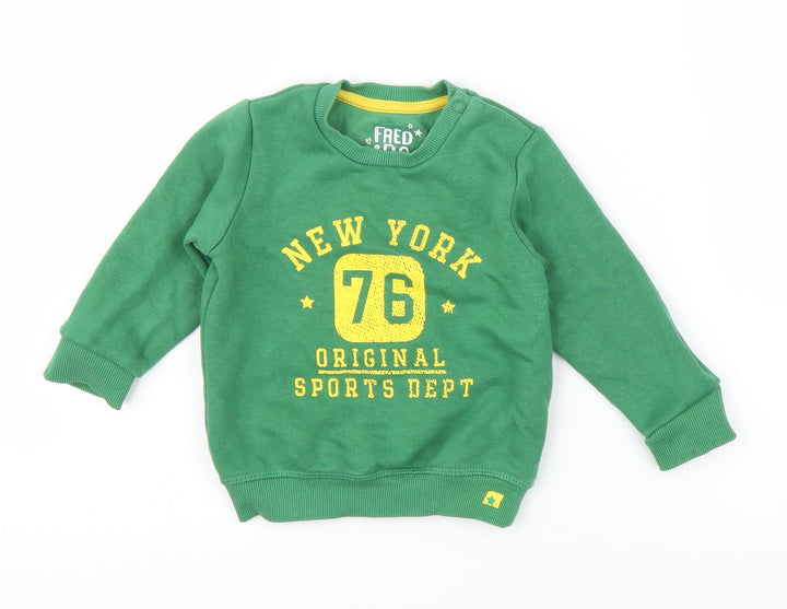F&F Boys Green Pullover Jumper Size 6-9 Months