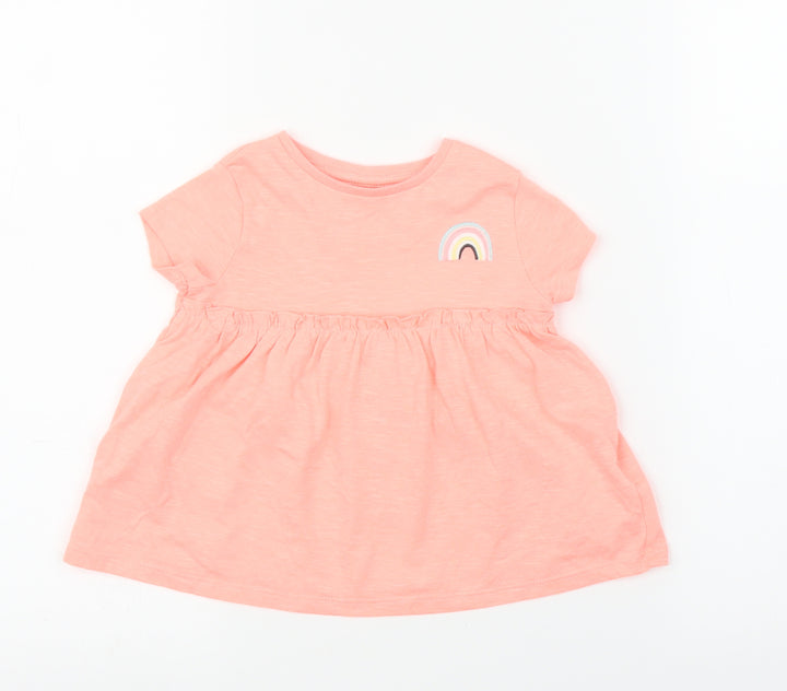 F&F Girls Pink   Basic T-Shirt Size 12 Months  - Rainbow