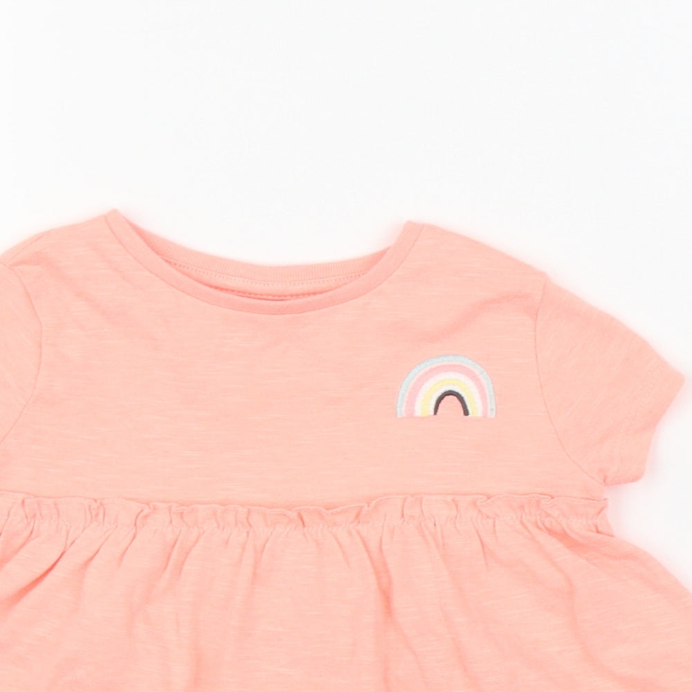 F&F Girls Pink   Basic T-Shirt Size 12 Months  - Rainbow