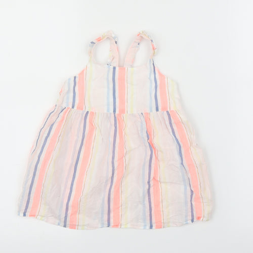 Woolies Babes Girls White Striped  A-Line  Size 12-18 Months