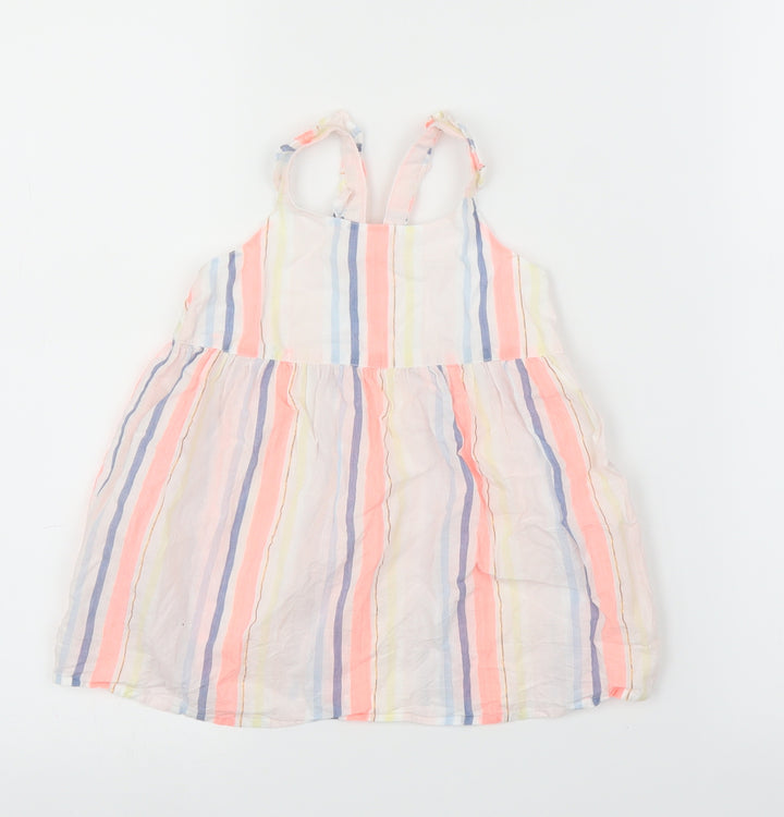 Woolies Babes Girls White Striped A-Line Size 12-18 Months