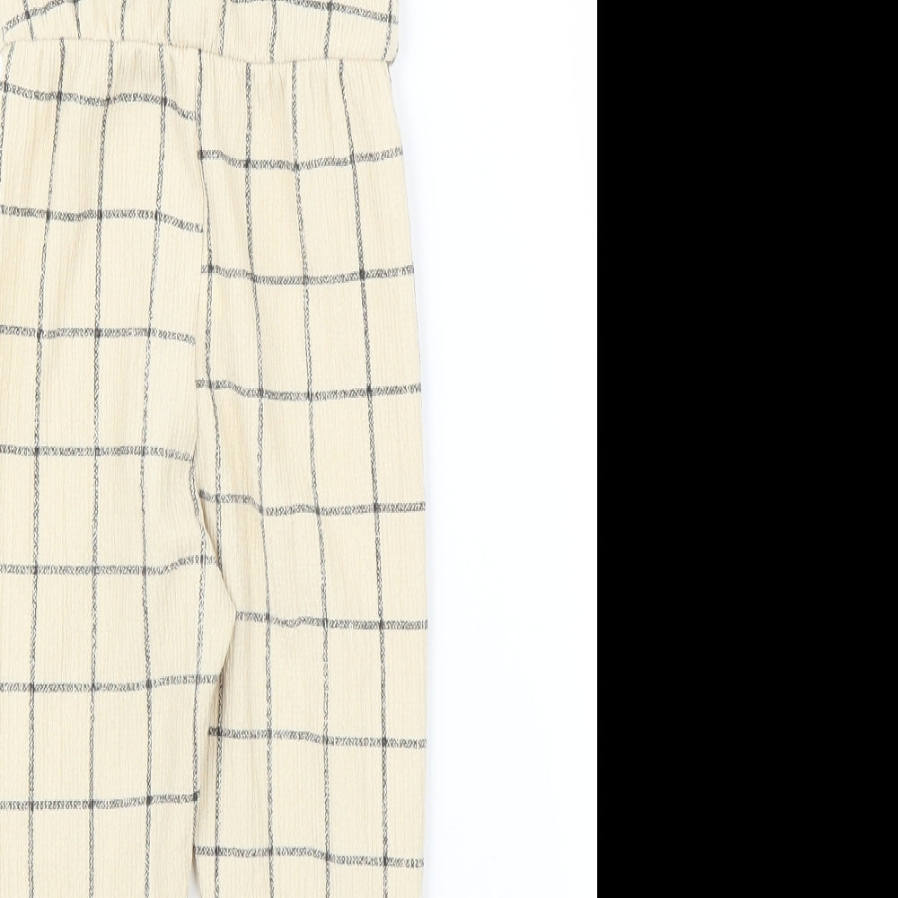 Primark Girls Beige Check  Romper One-Piece Size 12-18 Months
