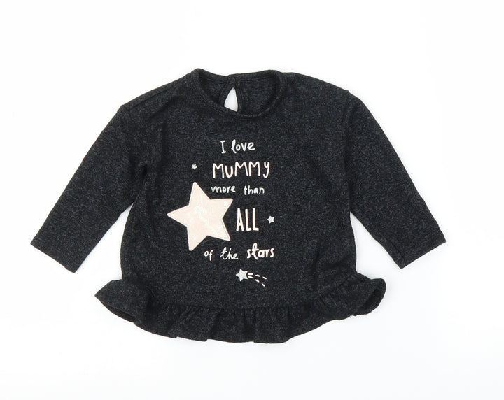 George Girls Grey   Basic T-Shirt Size 9-12 Months