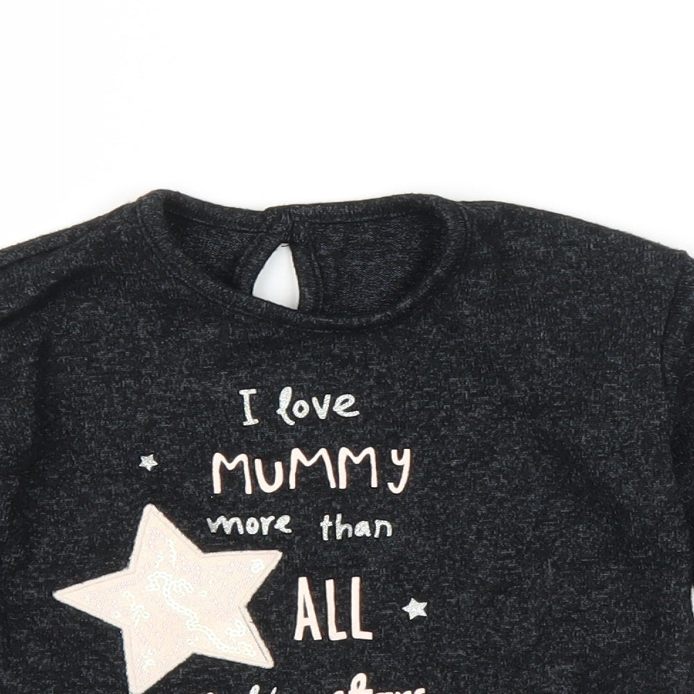 George Girls Grey   Basic T-Shirt Size 9-12 Months