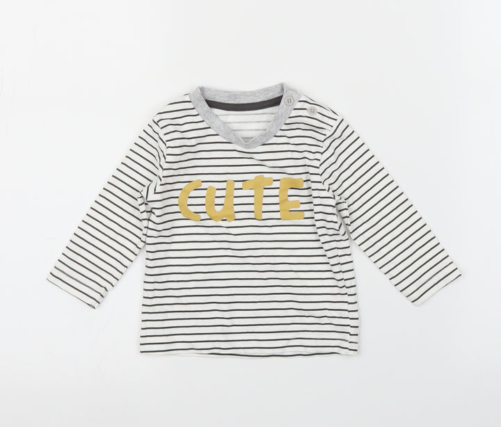 Matalan Baby White Striped Basic T-Shirt Size 3-6 Months