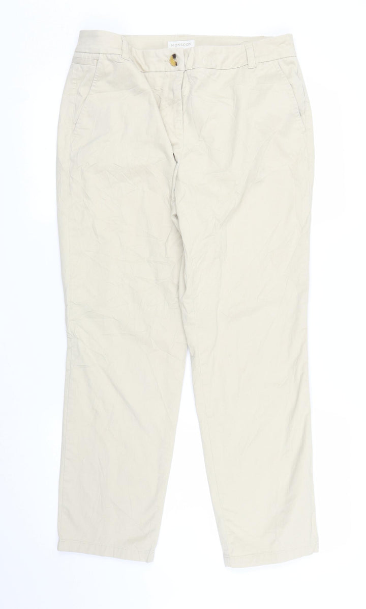 Monsoon Womens Beige Carpenter Trousers Size 14 L26 in