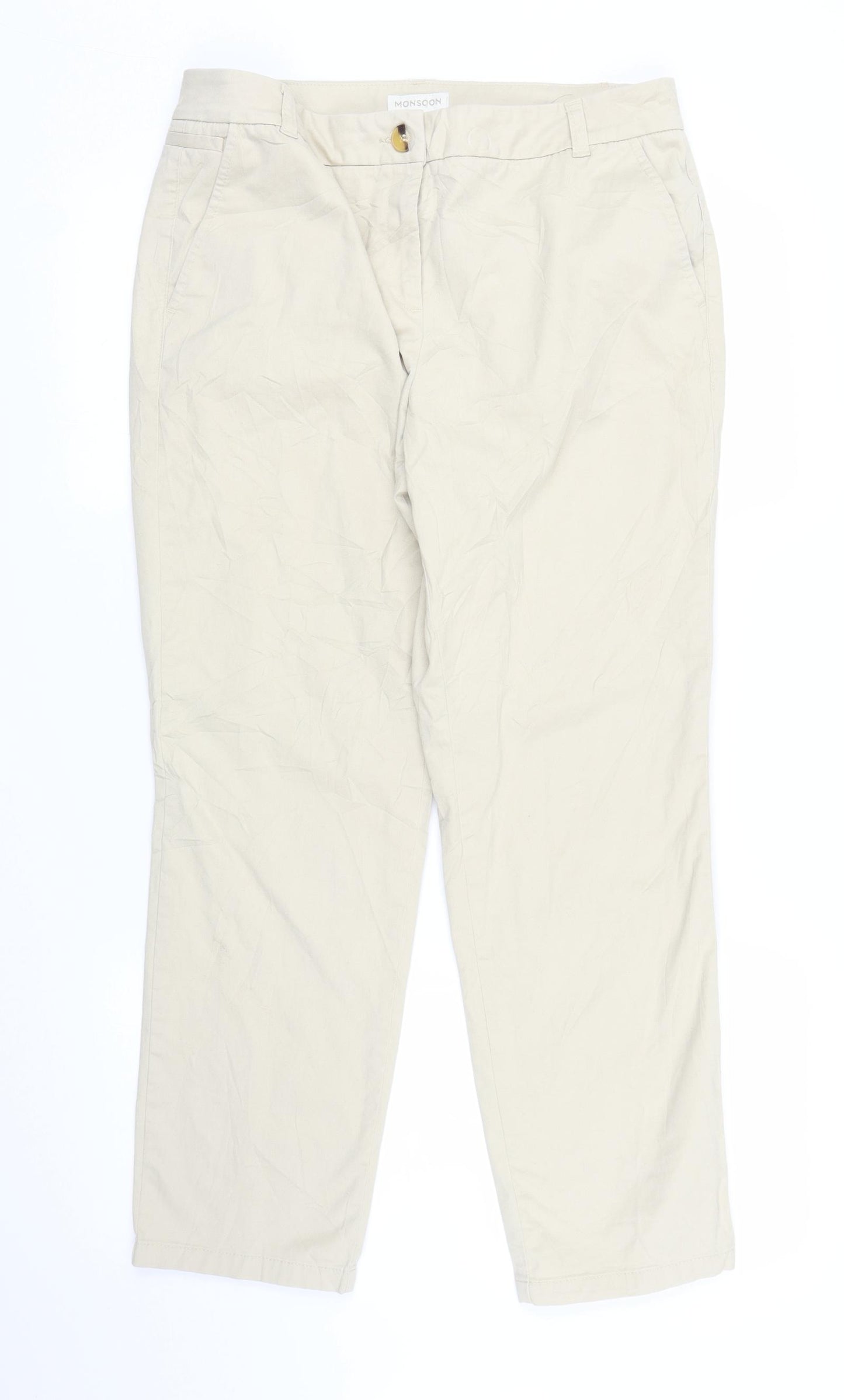 Monsoon Womens Beige   Carpenter Trousers Size 14 L26 in