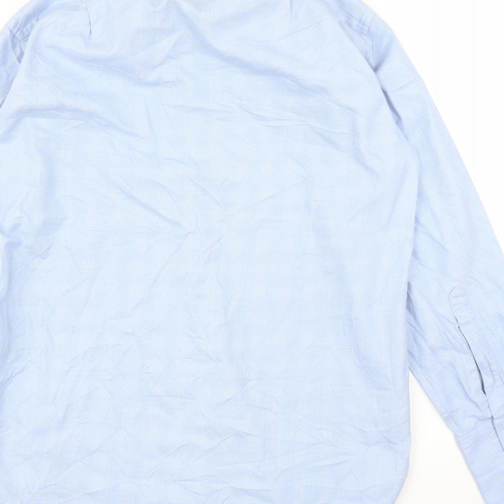 Charles Tyrwhitt Mens Blue Plaid   Button-Up Size 15.5