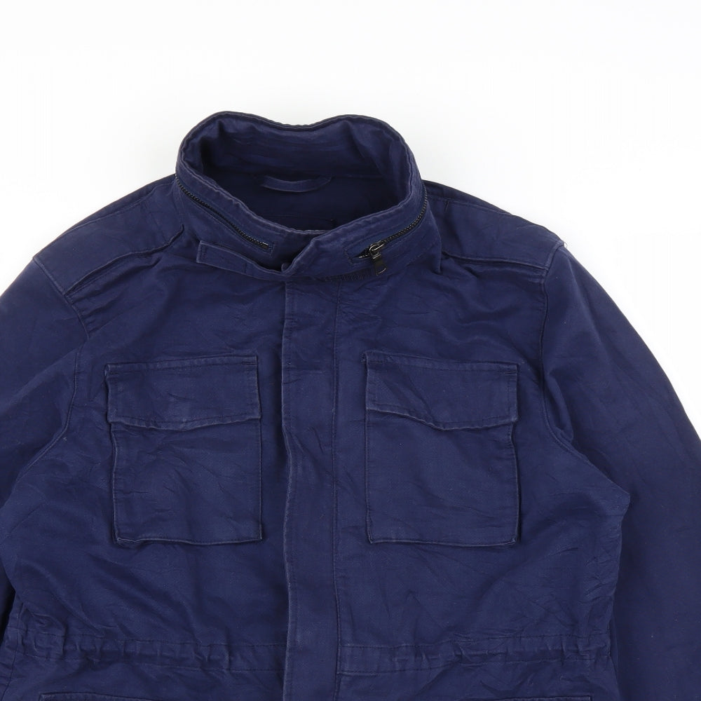 M&S Mens Blue  Denim Military Jacket Coat Size L
