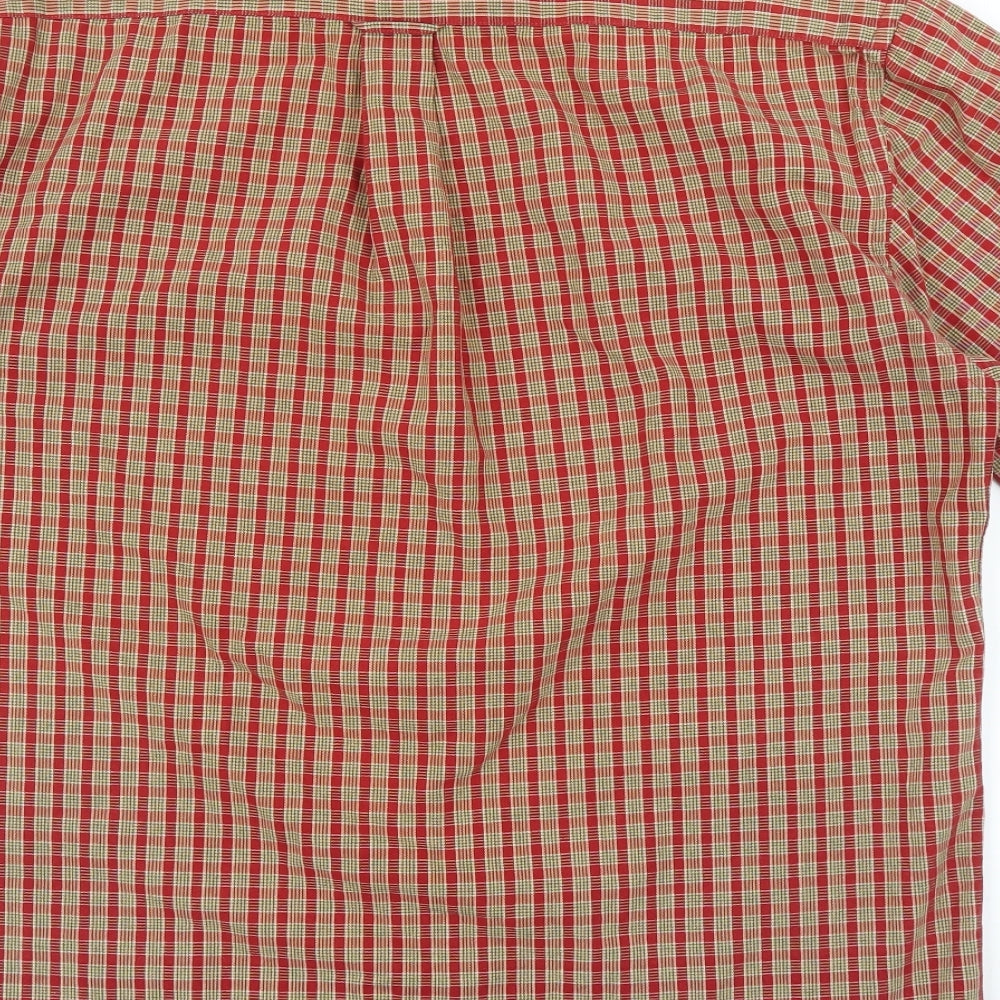 M&S Mens Red Plaid   Button-Up Size M