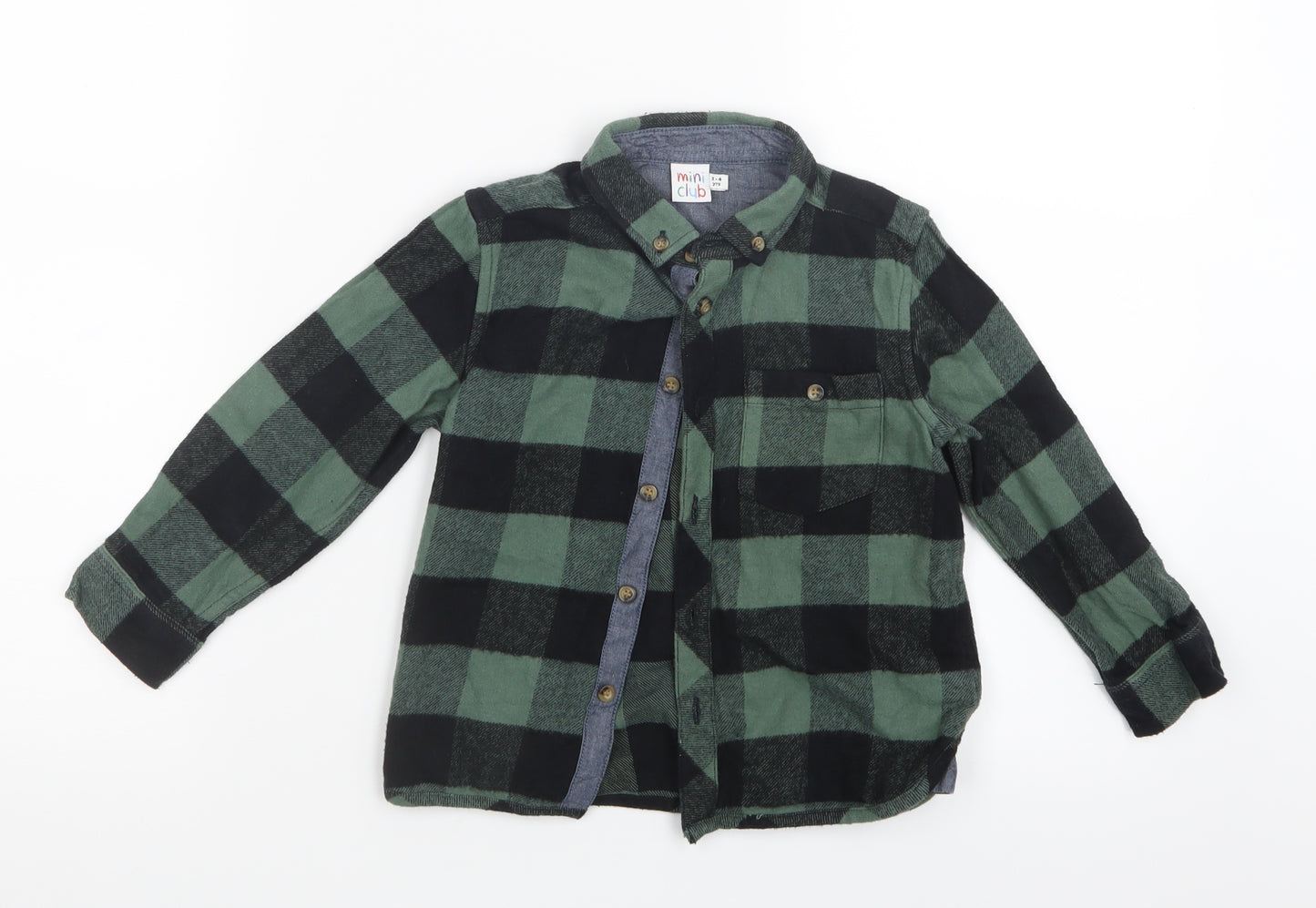 Mini Club Boys Green Check  Basic Button-Up Size 3-4 Years