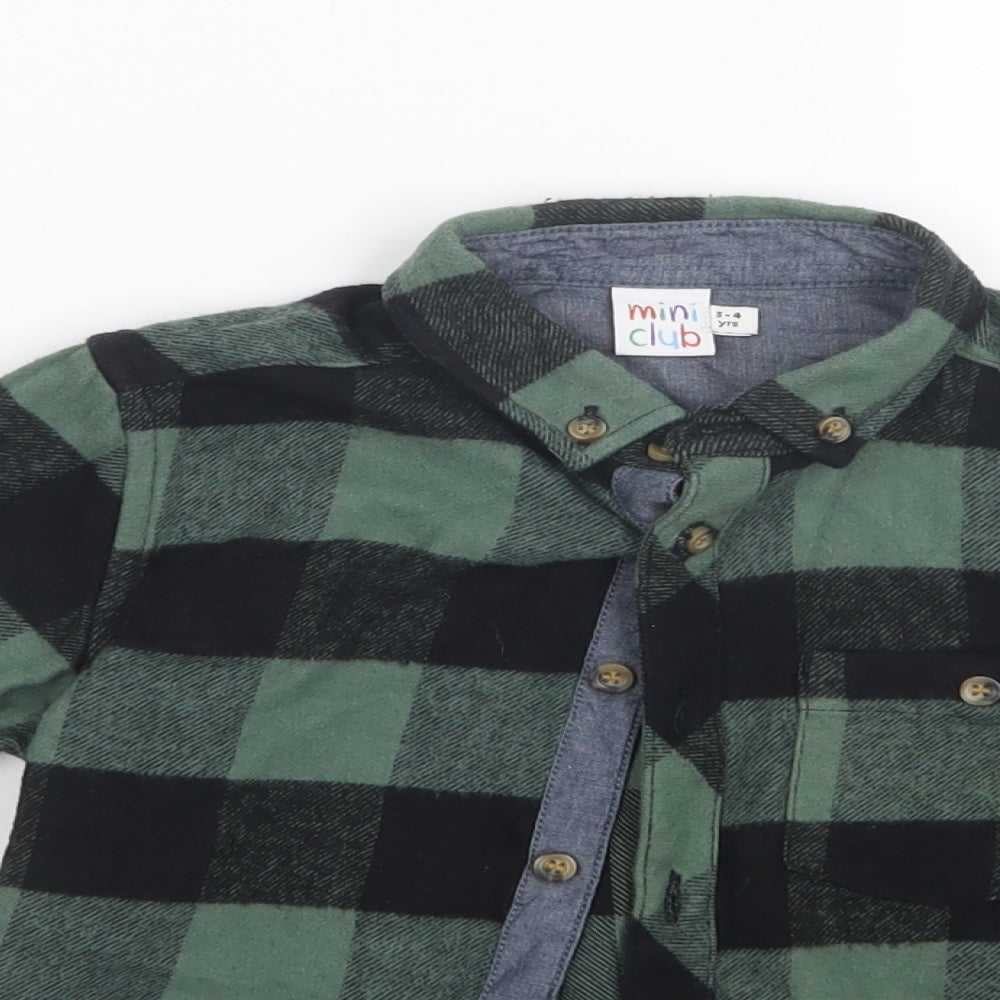 Mini Club Boys Green Check  Basic Button-Up Size 3-4 Years