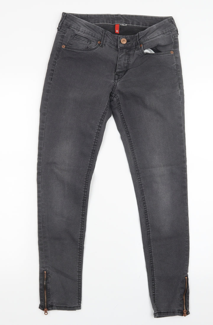 H&M Womens Black  Denim Straight Jeans Size 10 L26.5 in