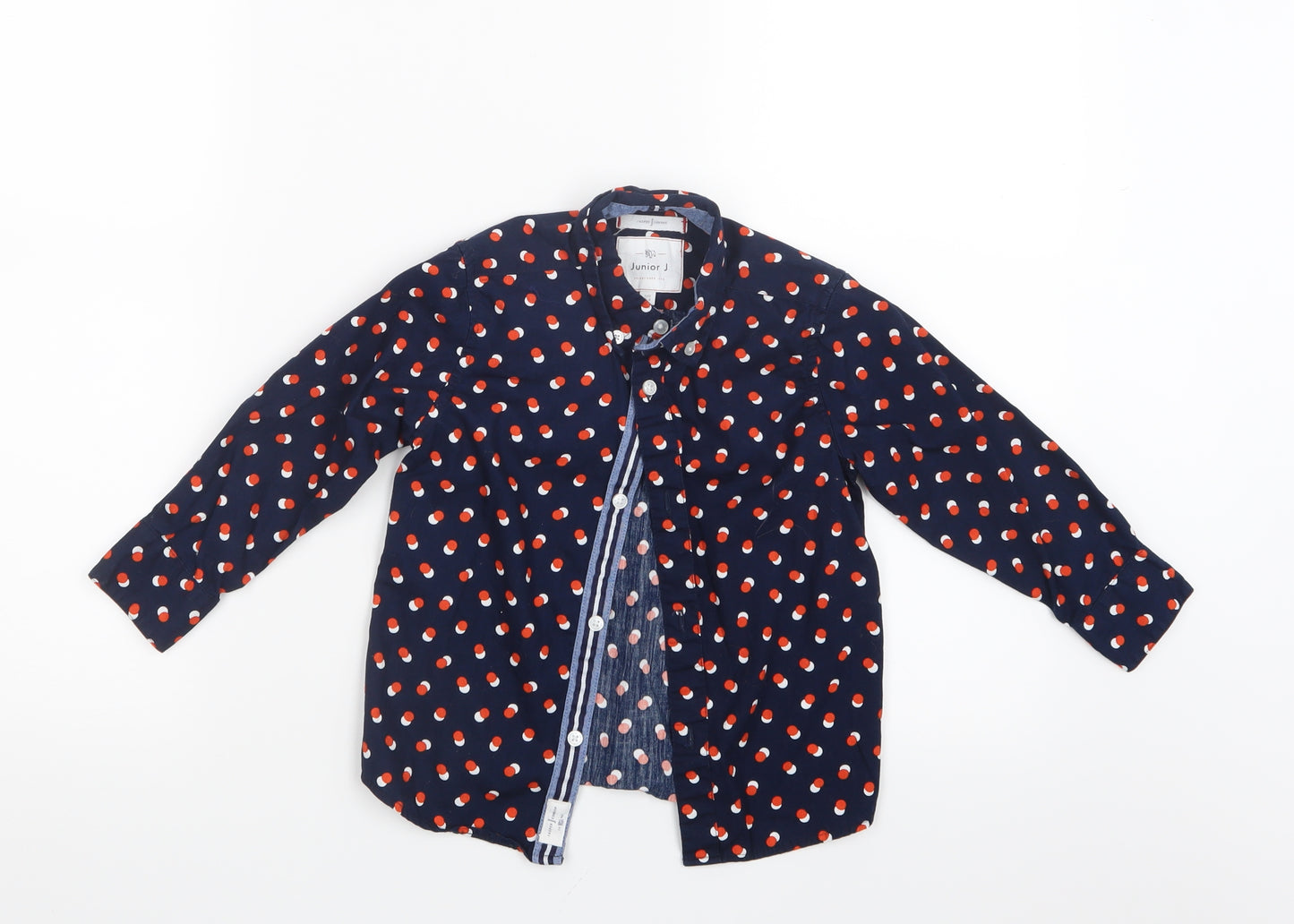 Jasper Conran Boys Blue Geometric  Basic Button-Up Size 3-4 Years