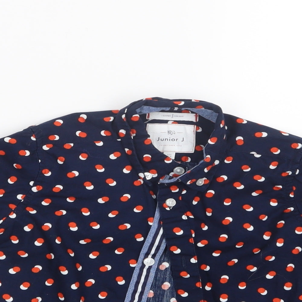 Jasper Conran Boys Blue Geometric  Basic Button-Up Size 3-4 Years