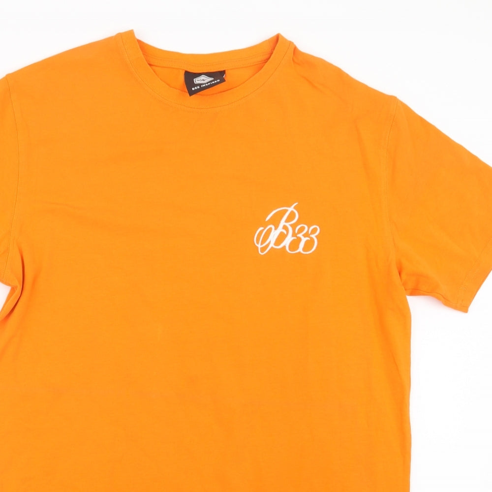 Bee Inspired Mens Orange    T-Shirt Size M