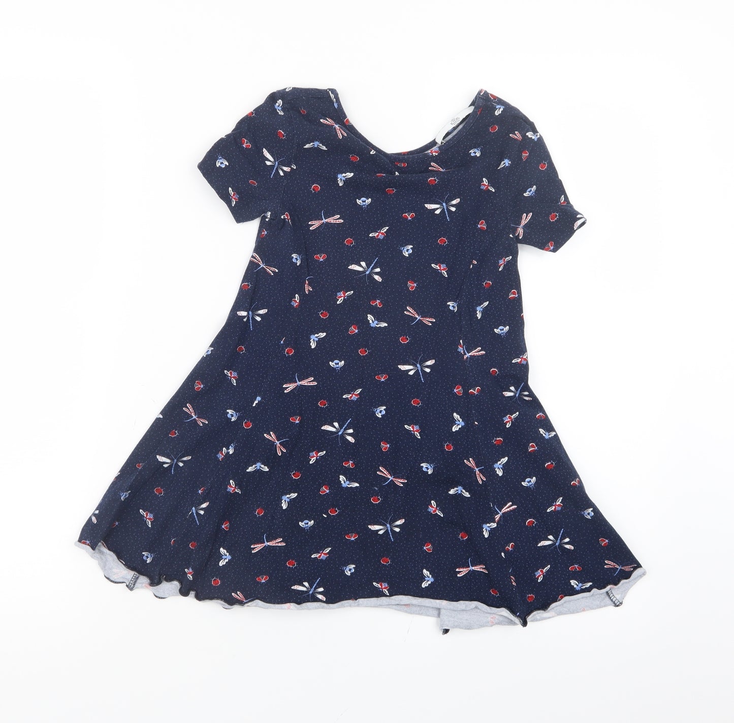 Marks and Spencer Girls Blue Geometric  A-Line  Size 5-6 Years