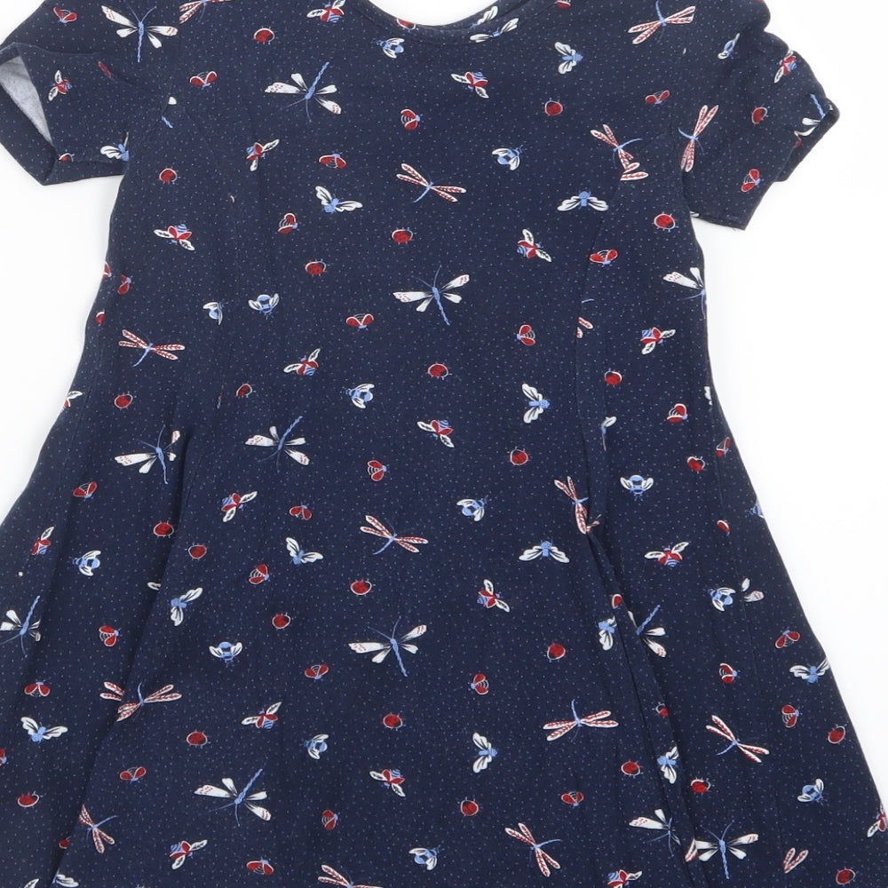 Marks and Spencer Girls Blue Geometric  A-Line  Size 5-6 Years