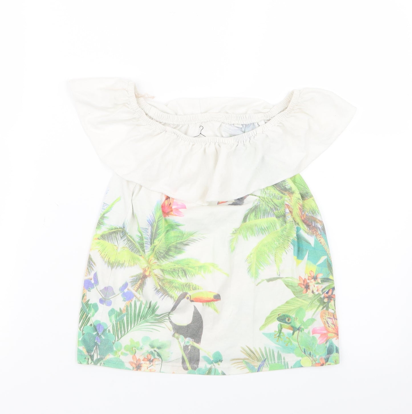 NEXT Girls White Geometric  Basic T-Shirt Size 6 Years