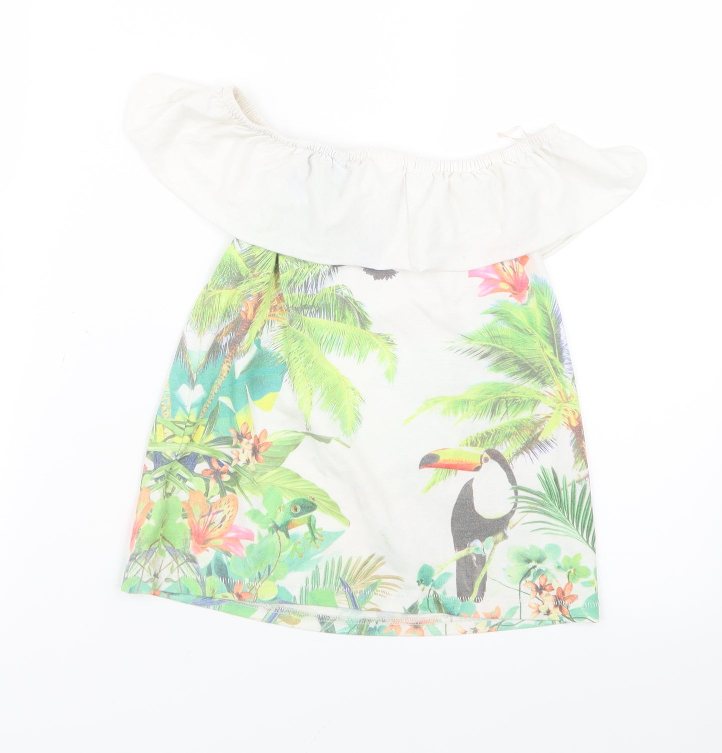 NEXT Girls White Geometric  Basic T-Shirt Size 6 Years