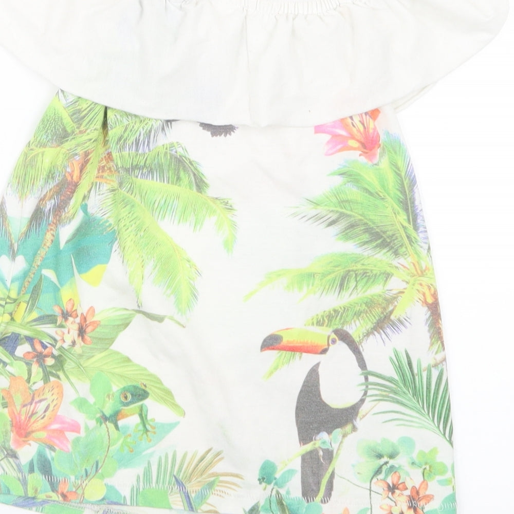 NEXT Girls White Geometric  Basic T-Shirt Size 6 Years