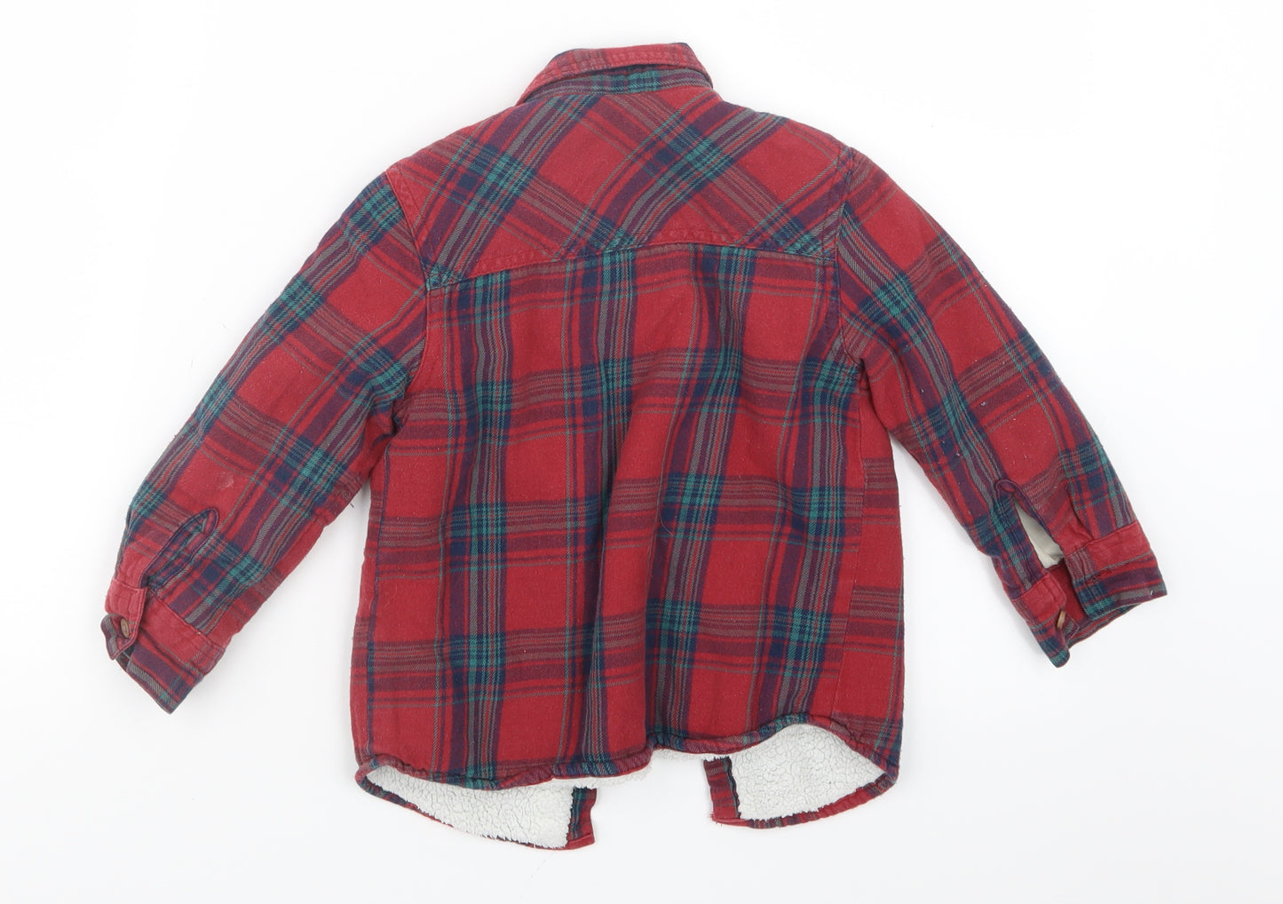 TU Boys Red Check  Shirt Jacket Jacket Size 3-4 Years