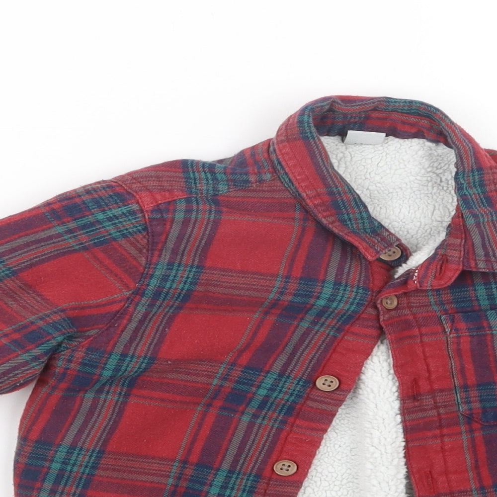 TU Boys Red Check  Shirt Jacket Jacket Size 3-4 Years