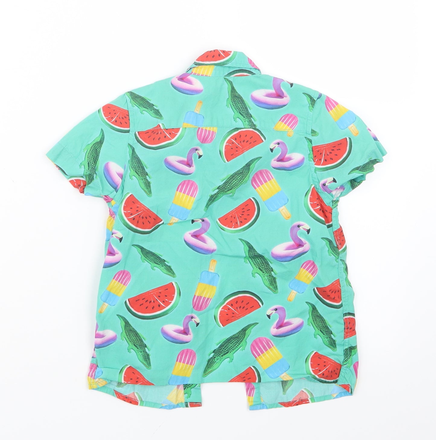 NEXT Boys Green Geometric  Basic Button-Up Size 4 Years