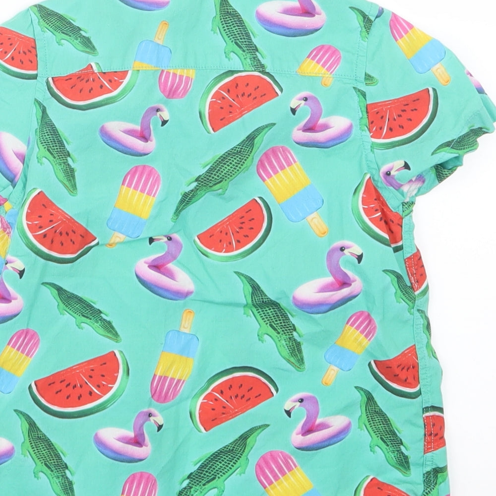 NEXT Boys Green Geometric  Basic Button-Up Size 4 Years