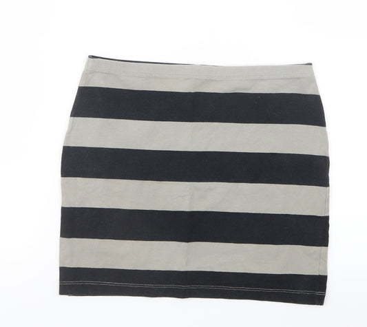 Front view of Divided by H&M women’s grey striped straight & pencil skirt, size UK 8